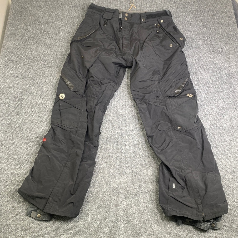 686 Smarty Cargo Snow Pants Mens Medium Black 3-in-1 Snowboard Ski Trousers